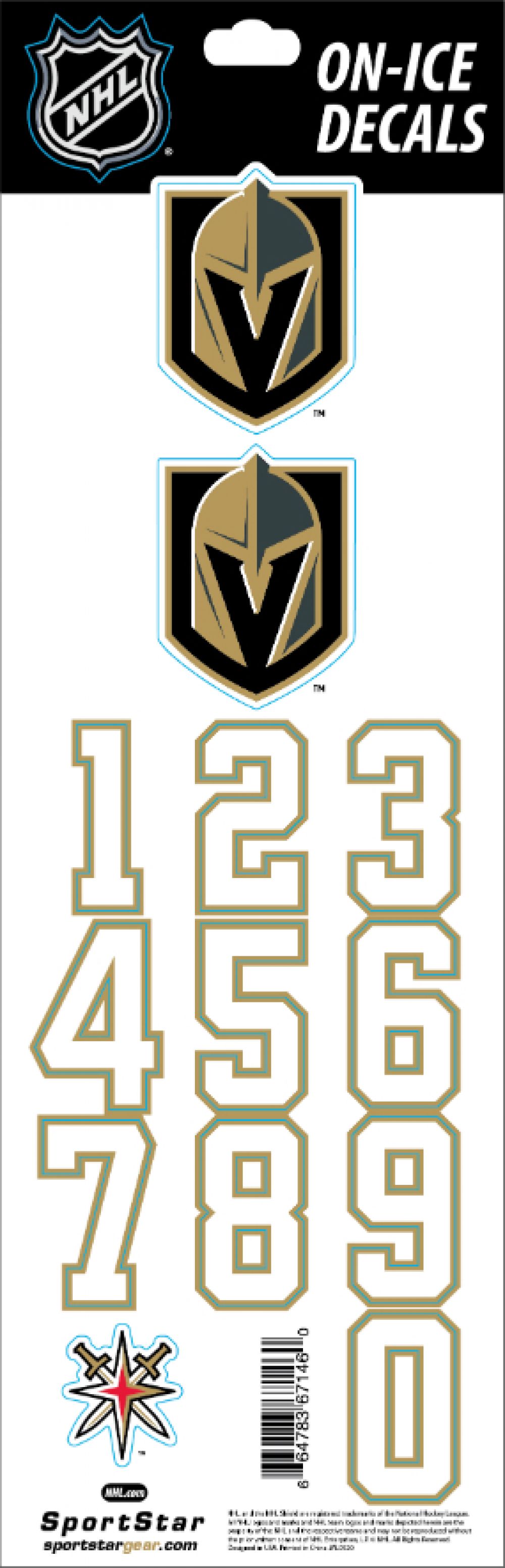 Las Vegas LV Golden Knights NHL Removable Wall Decal Stickers (Set